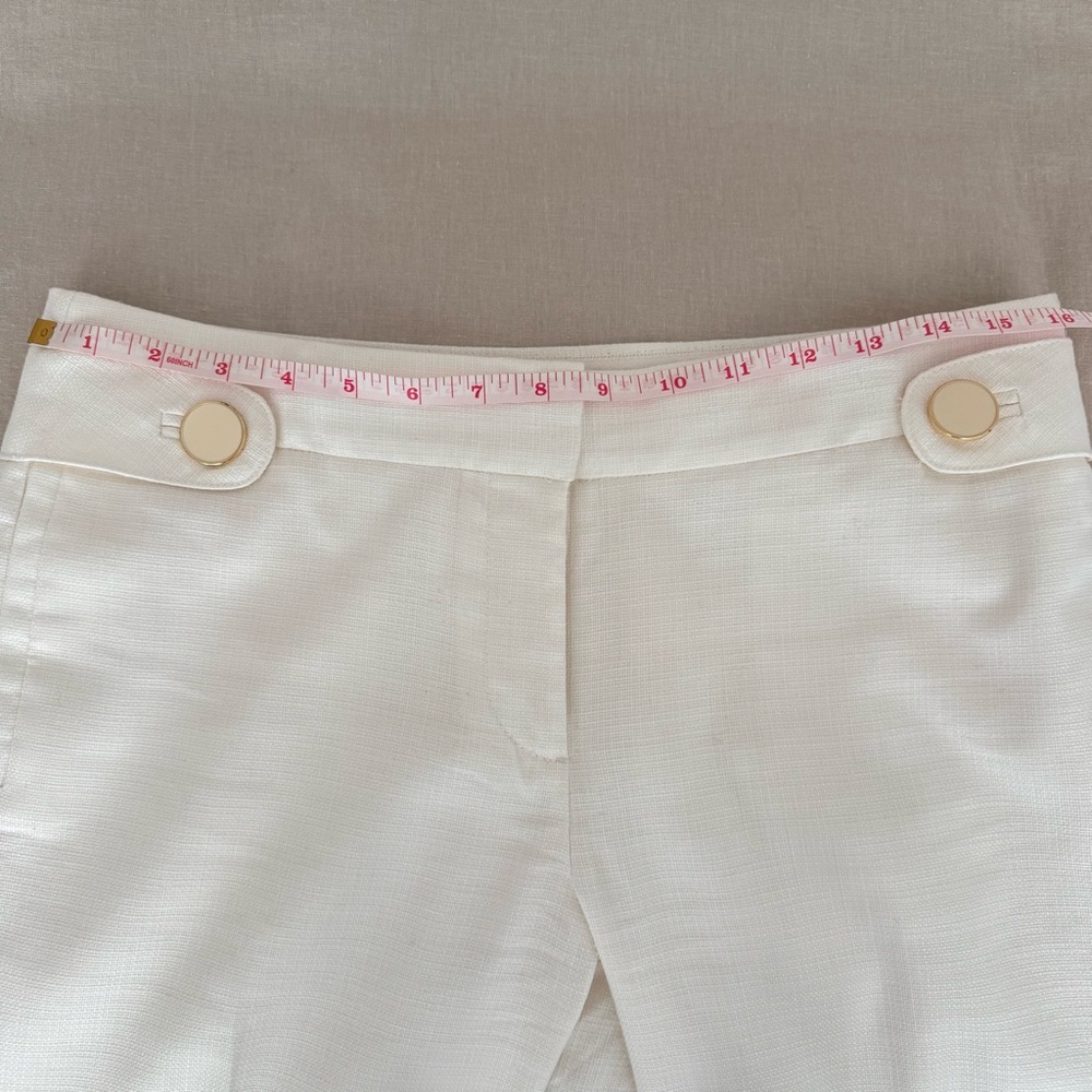 J. Crew Cream Linen Blend Trousers | Button Waist Detail | Favorite Fit - Picture 8 of 13